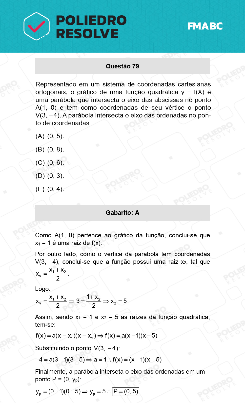 Questão 79 - Fase única - FMABC 2022