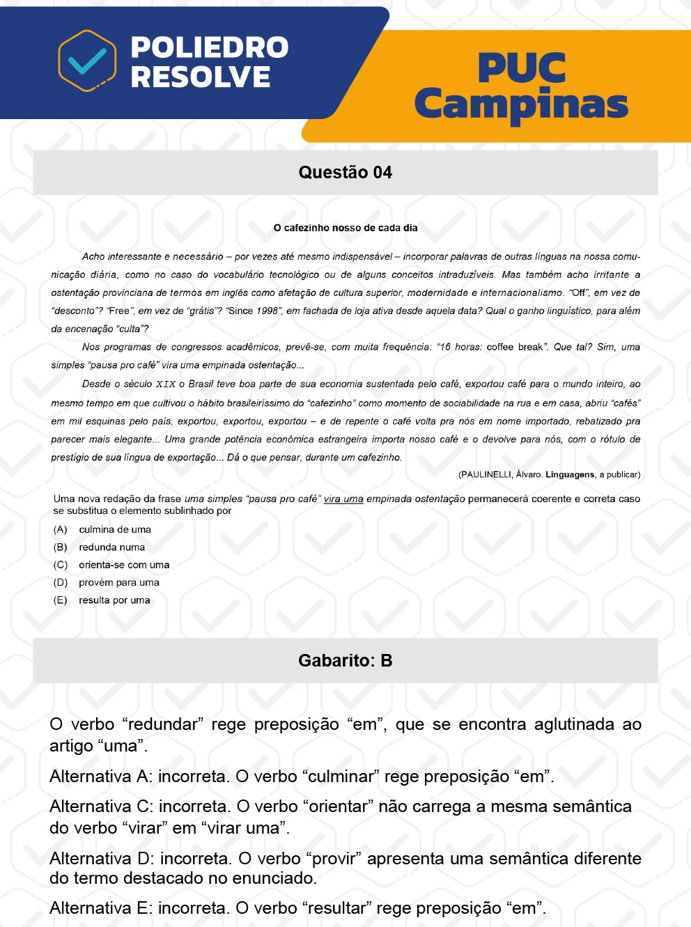 Questão 4 - Prova Geral e Medicina - PUC-Campinas 2023