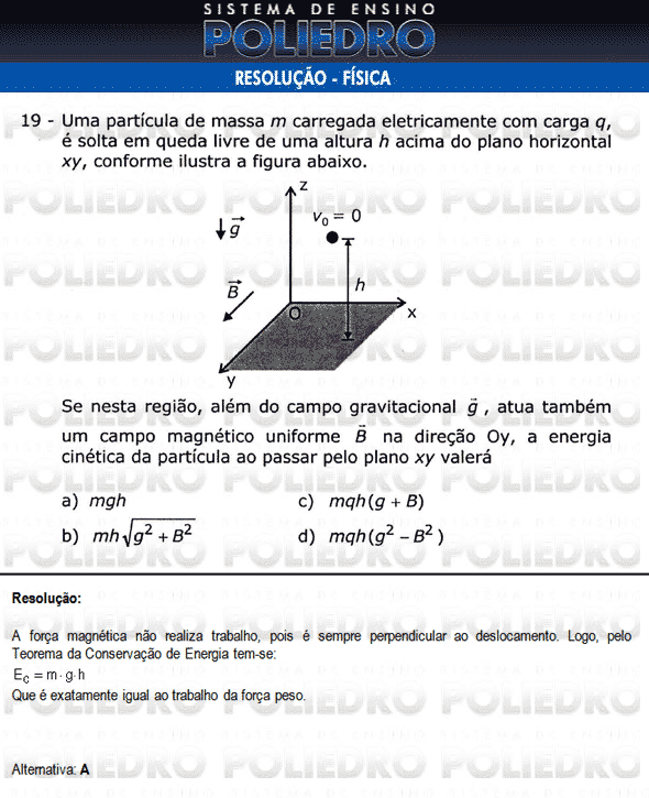 Questão 19 - Física e Português - AFA 2010