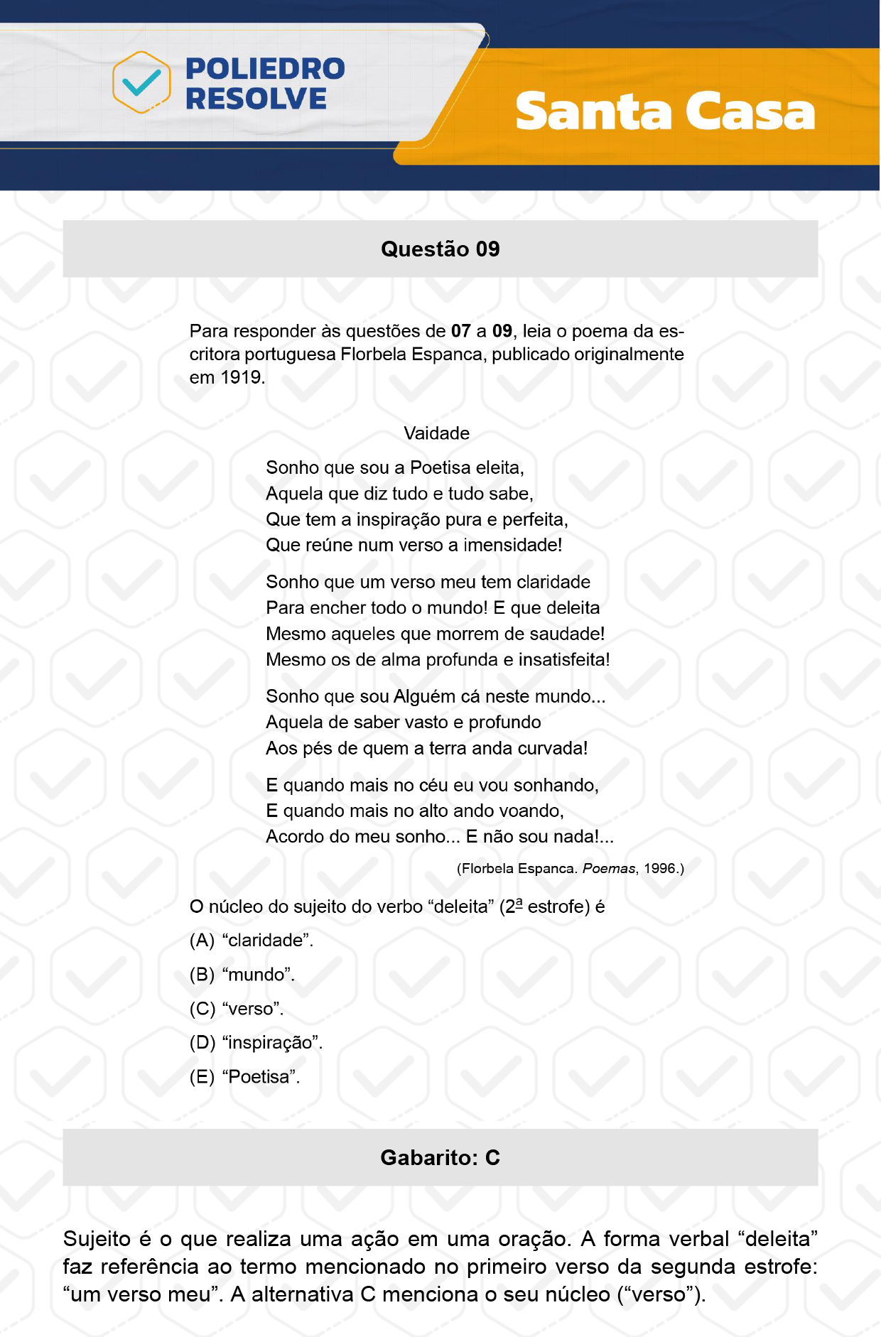 Questão 9 - 1º Dia - SANTA CASA 2024