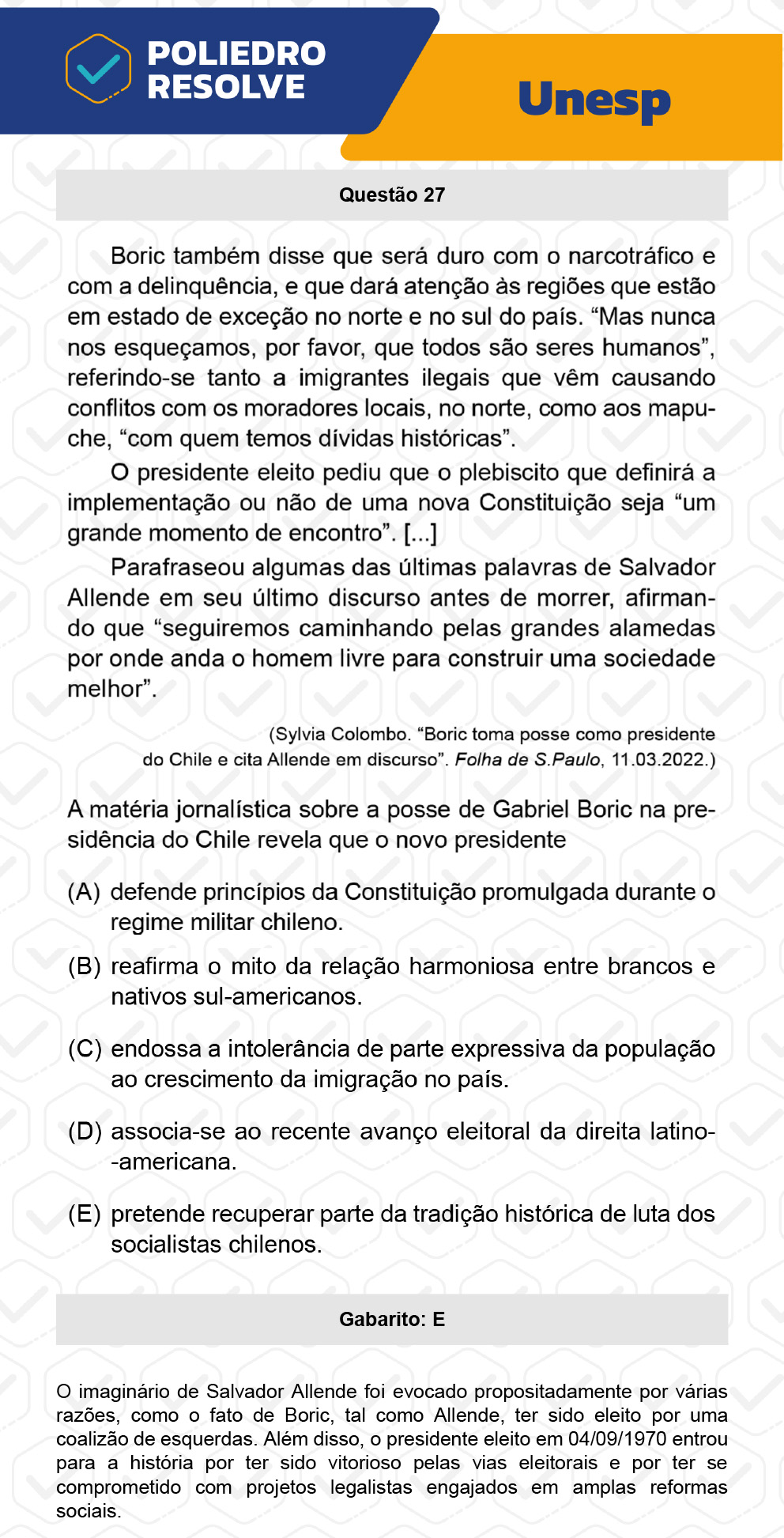 Questão 27 - 2ª Fase - UNESP 2023