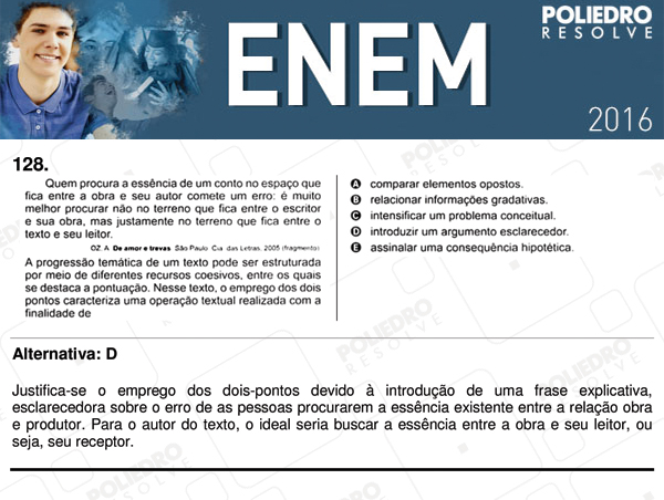 Questão 128 - 2º dia (PROVA CINZA) - ENEM 2016