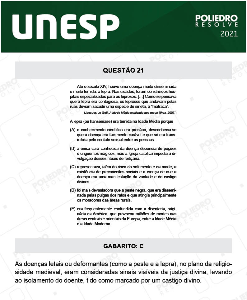 Questão 21 - 2ª Fase - UNESP 2021