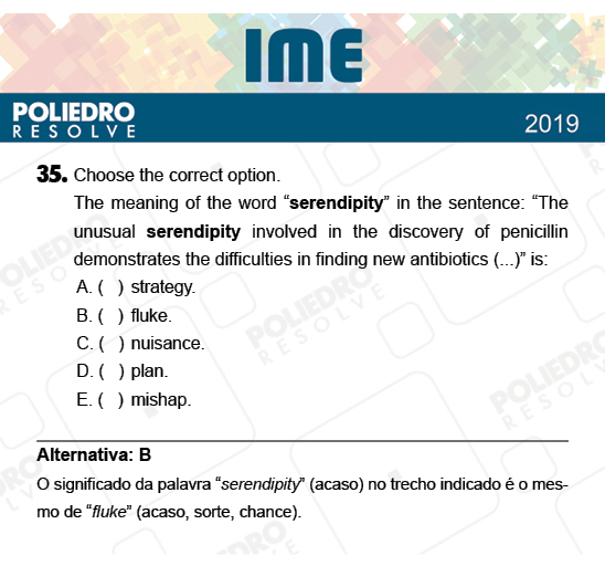 Questão 35 - 2ª Fase - Português/Inglês - IME 2019