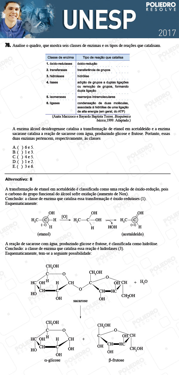 Questão 76 - 1ª Fase - UNESP 2017