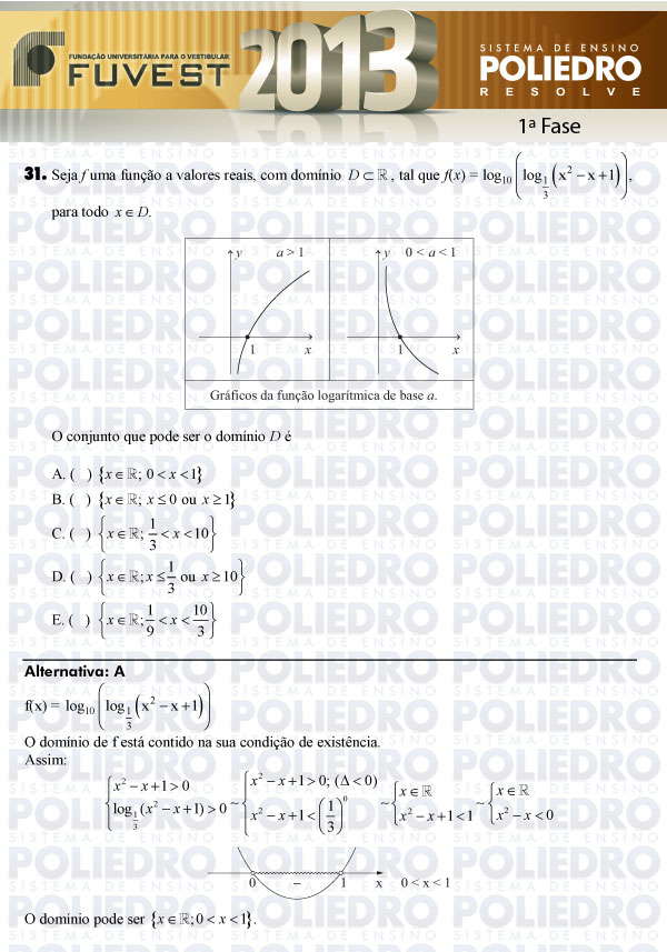 Questão 31 - 1ª Fase - FUVEST 2013