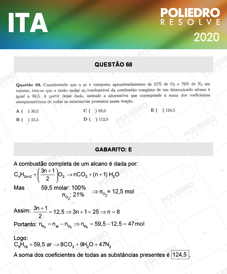 Questão 68 - 1ª Fase - ITA 2020