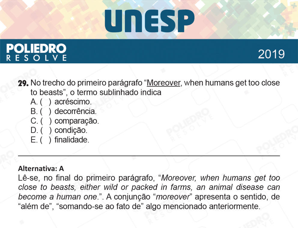 Questão 29 - 1ª Fase - UNESP 2019