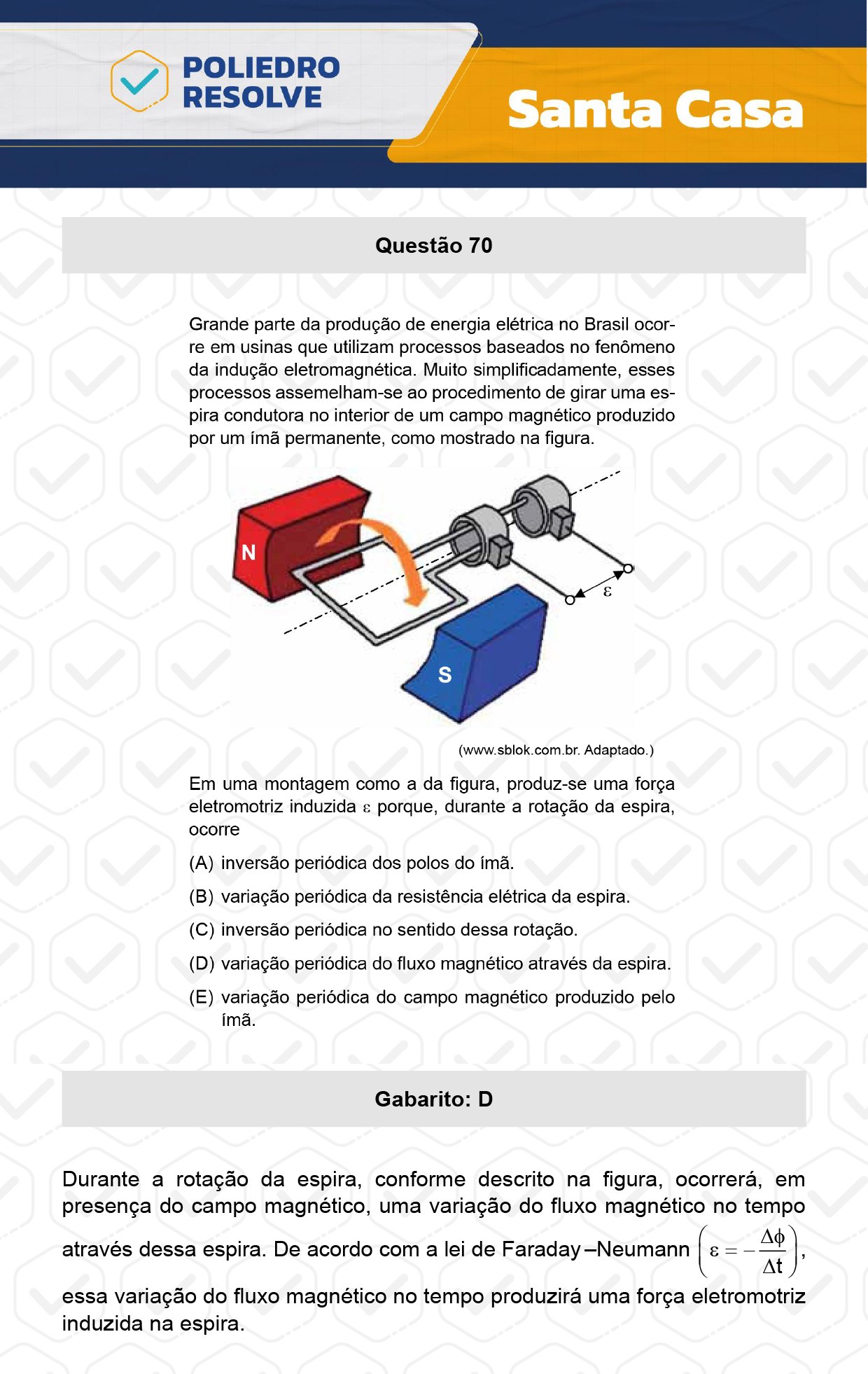 Questão 70 - 1º Dia - SANTA CASA 2024