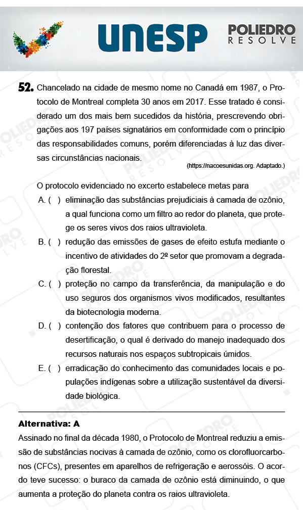 Questão 52 - 1ª Fase - PROVA 4 - UNESP 2018