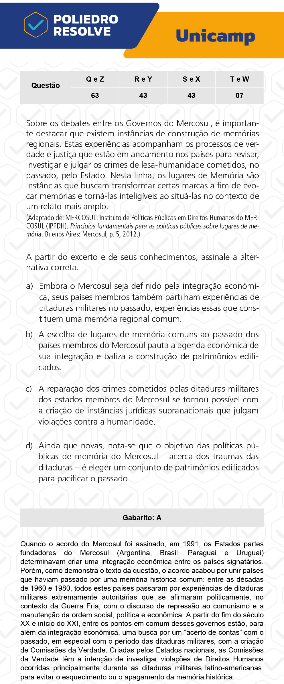 Questão 7 - 1ª Fase - 1º Dia - T e W - UNICAMP 2023