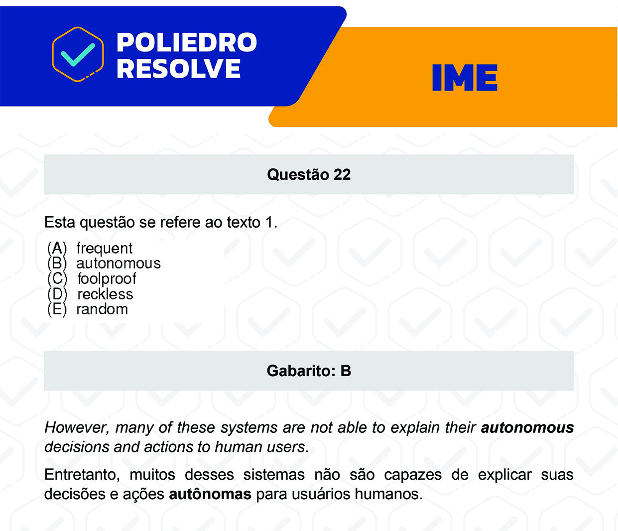 Questão 22 - 2ª Fase - Português/Inglês - IME 2023