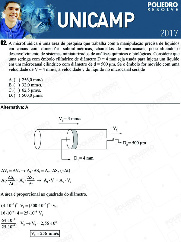 Questão 62 - 1ª Fase - UNICAMP 2017