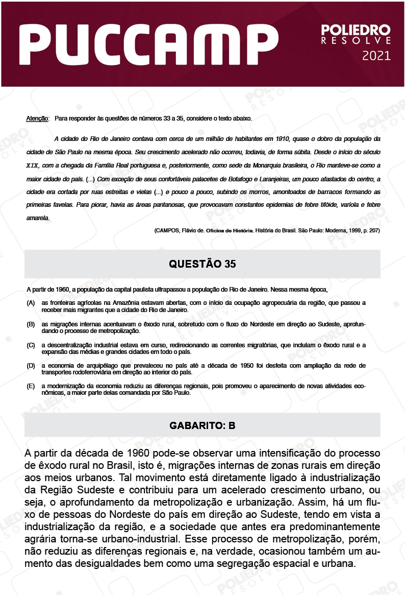 Questão 35 - Demais Cursos - PUC-Campinas 2021