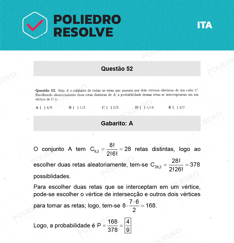 Questão 52 - 1ª Fase - ITA 2022