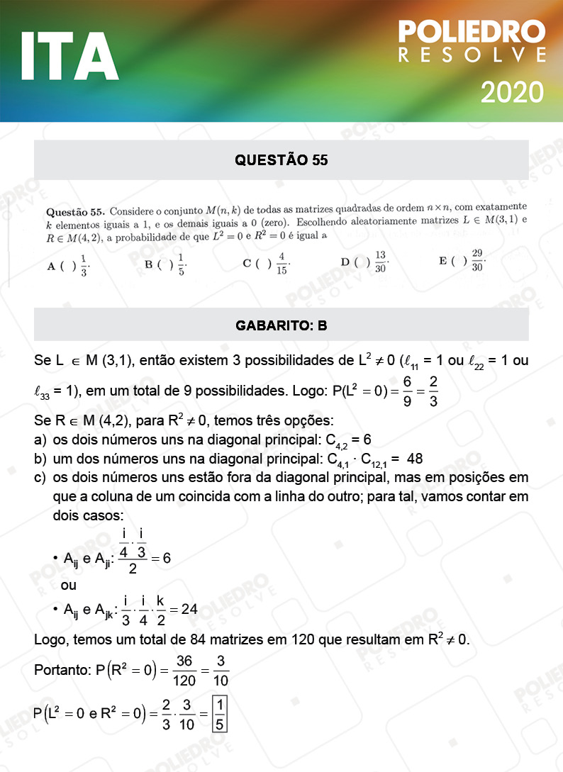 Questão 55 - 1ª Fase - ITA 2020