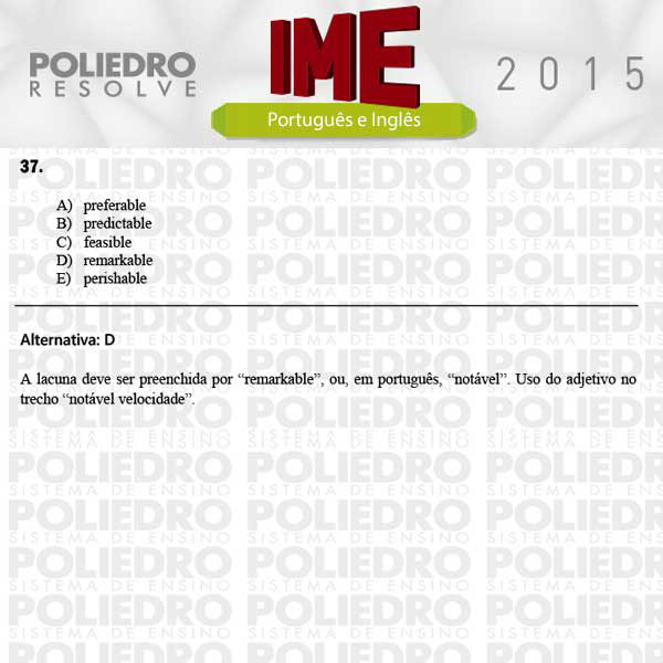 Questão 37 - Português e Inglês - IME 2015