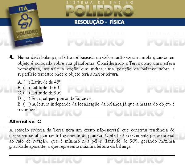 Questão 4 - Física - ITA 2008