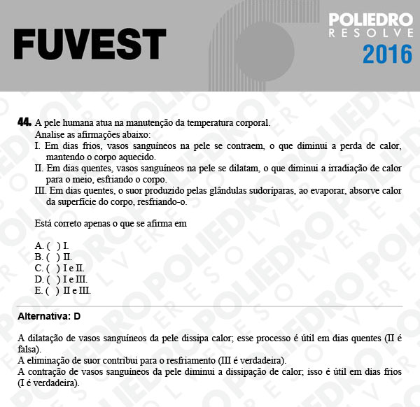 Questão 44 - 1ª Fase - FUVEST 2016