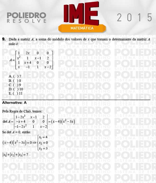 Questão 9 - Objetiva - IME 2015