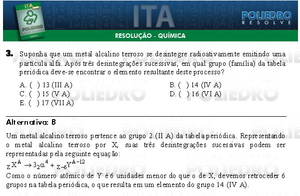 Questão 3 - Química - ITA 2009