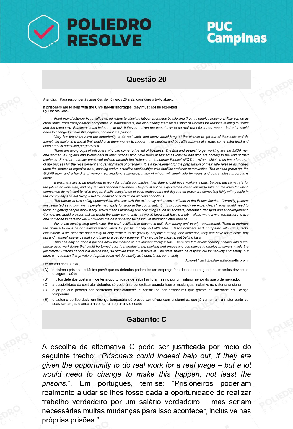 Questão 20 - Direito - PUC-Campinas 2022