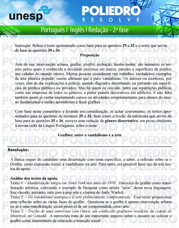 Redação - 2ª Fase - UNESP 2011