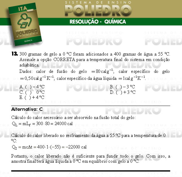 Questão 13 - Química - ITA 2008