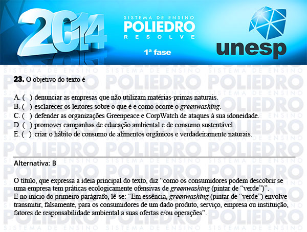 Questão 23 - 1ª Fase - UNESP 2014
