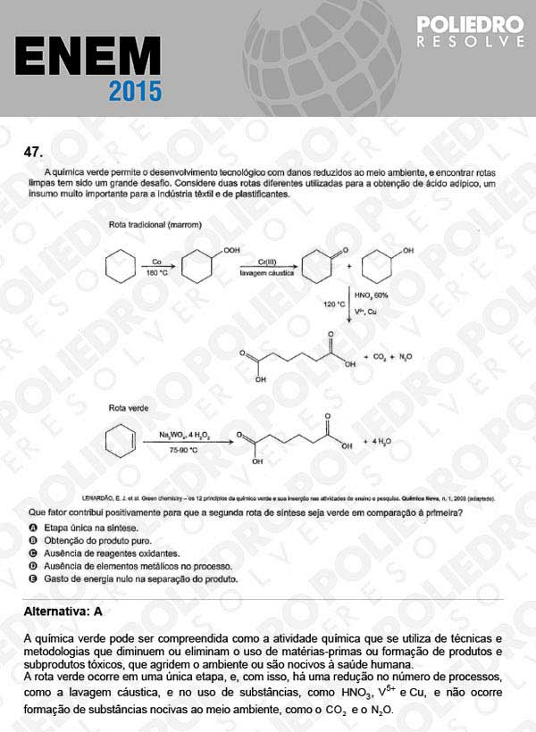 Questão 47 - Sábado (Prova Branca) - ENEM 2015