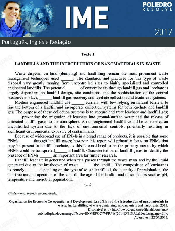 Texto 1 - Português e Inglês - IME 2017