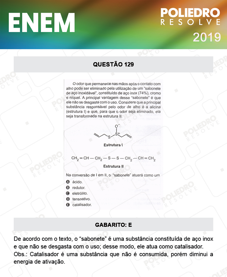 Questão 129 - 2º DIA - PROVA ROSA - ENEM 2019