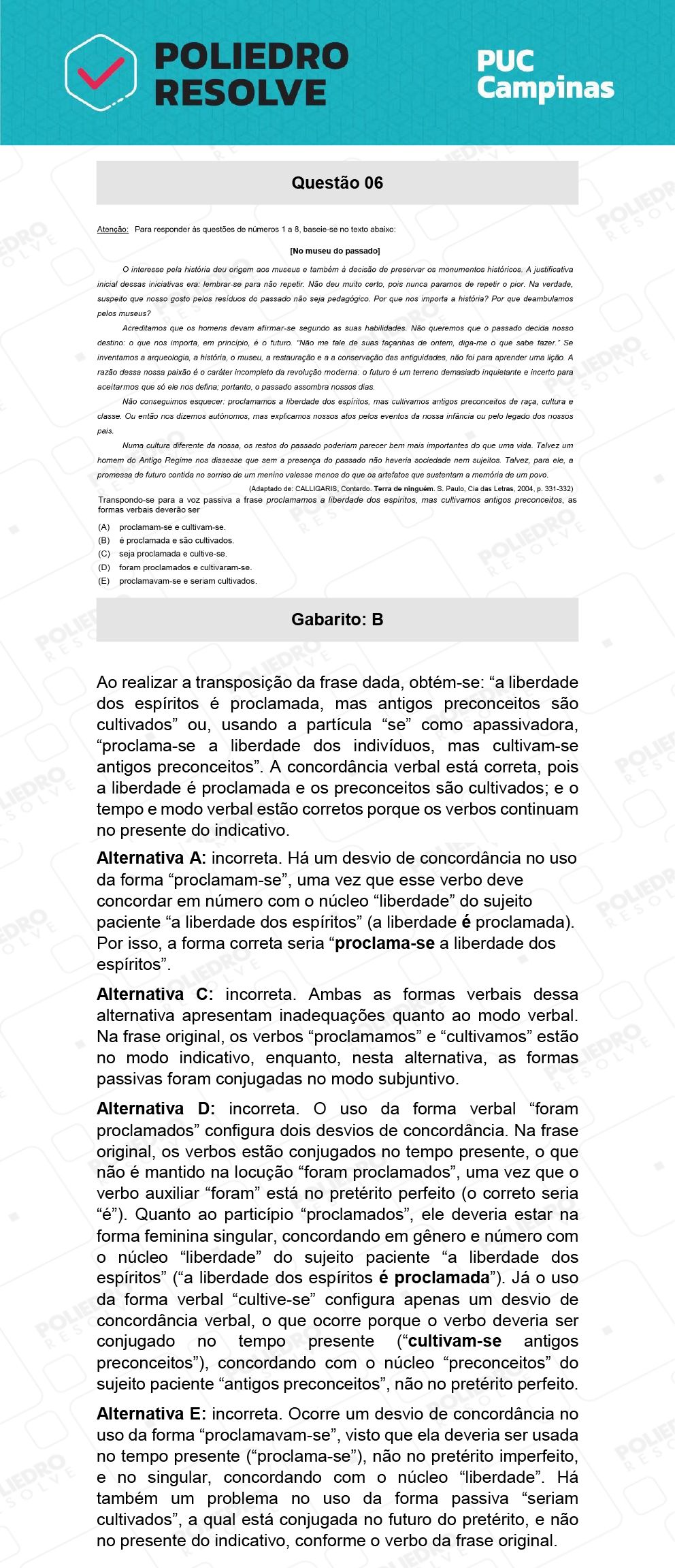 Questão 6 - Prova Geral e Medicina - PUC-Campinas 2022