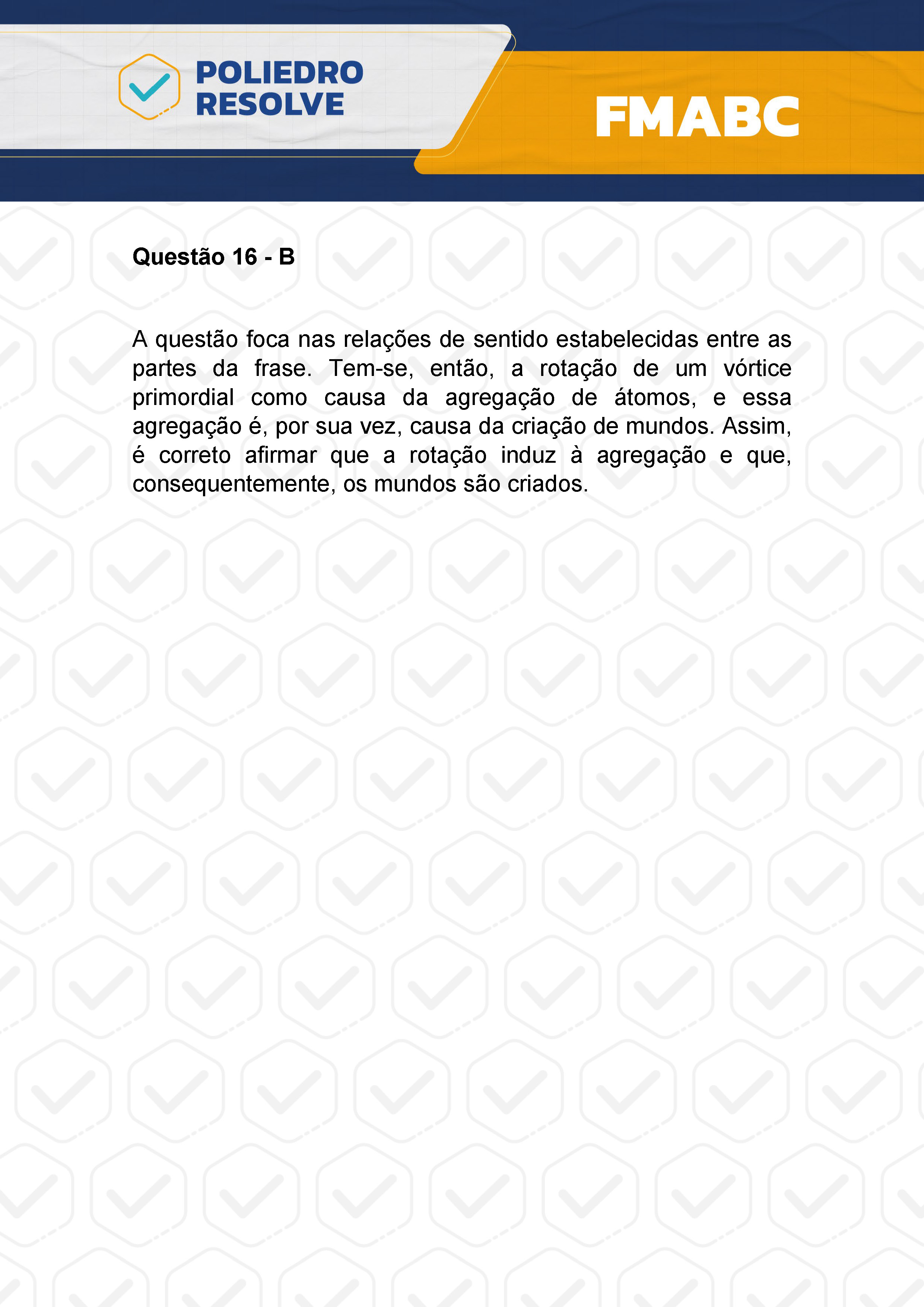 Questão 16 - Fase única - FMABC 2024