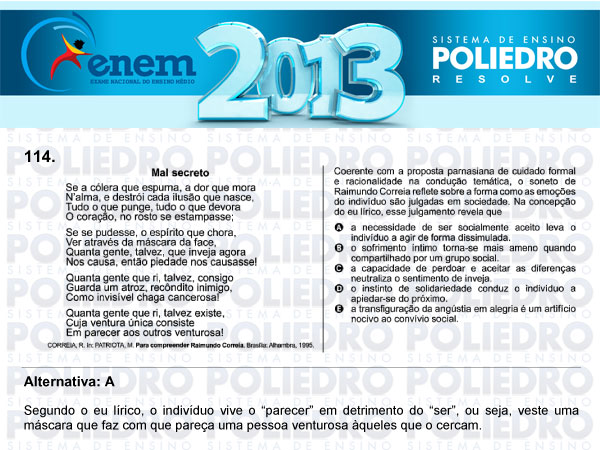 Questão 114 - Domingo (Prova Cinza) - ENEM 2013