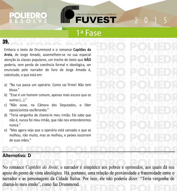 Questão 39 - 1ª Fase - FUVEST 2015