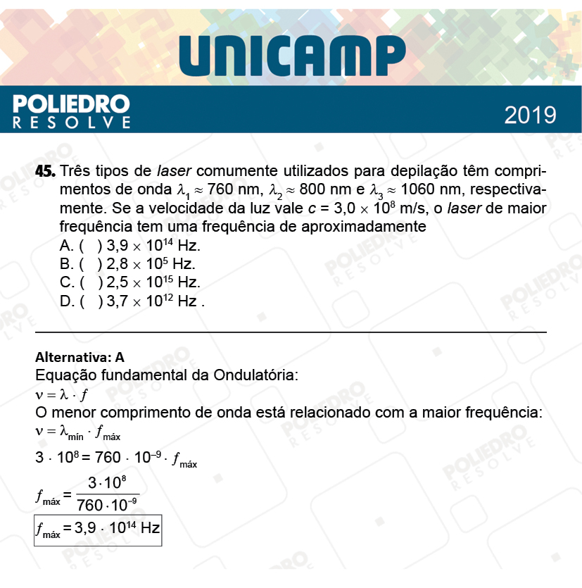 Questão 45 - 1ª Fase - PROVA Q e X - UNICAMP 2019