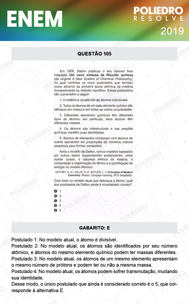 Questão 105 - 2º DIA - PROVA CINZA - ENEM 2019