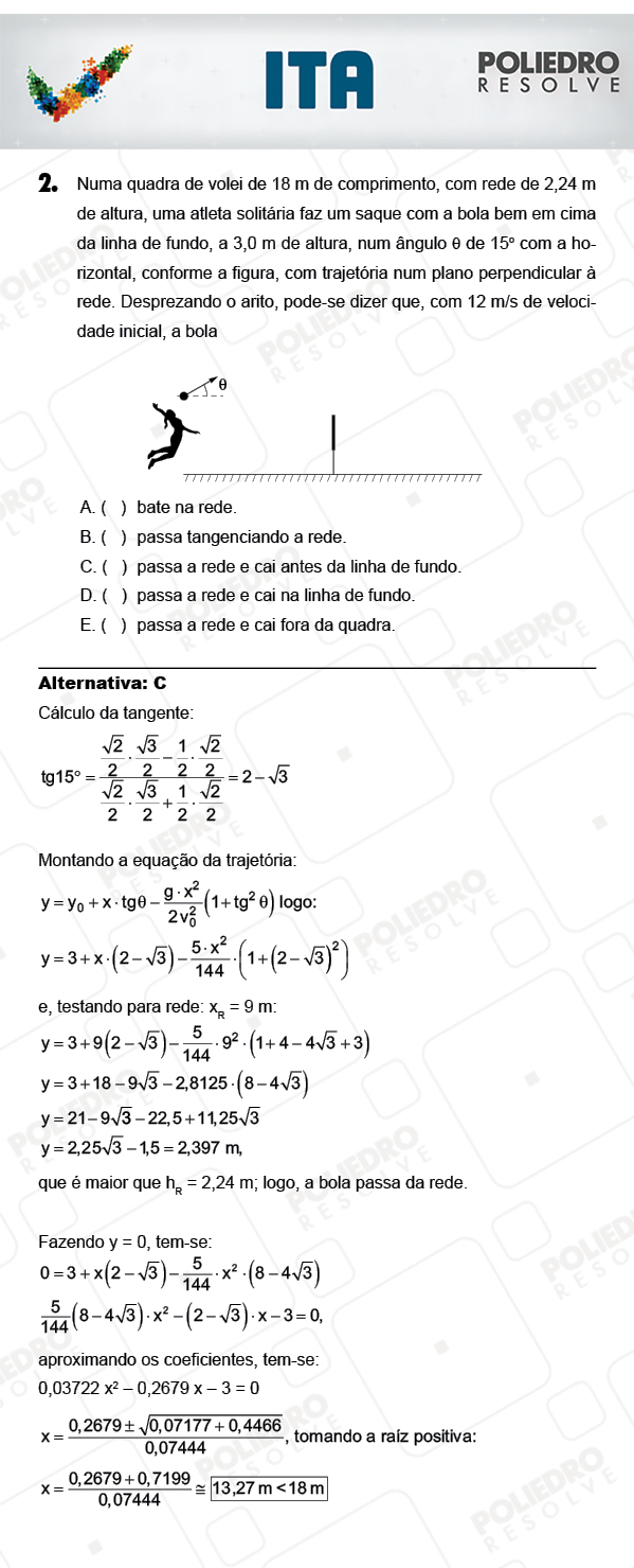 Questão 2 - Física - ITA 2018