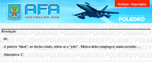 Questão 60 - Prova Modelo B - AFA 2015