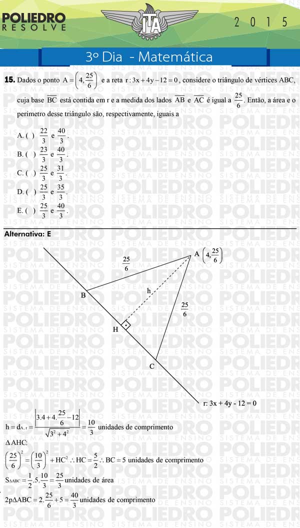 Questão 15 - Matemática - ITA 2015