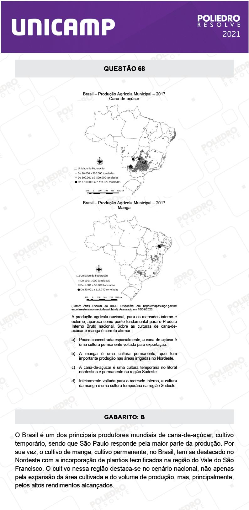 Questão 68 - 1ª Fase - 2º Dia - Q e Z - UNICAMP 2021