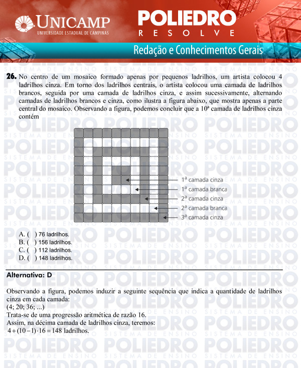 Questão 26 - 1ª Fase Versão Q-Z - UNICAMP 2011