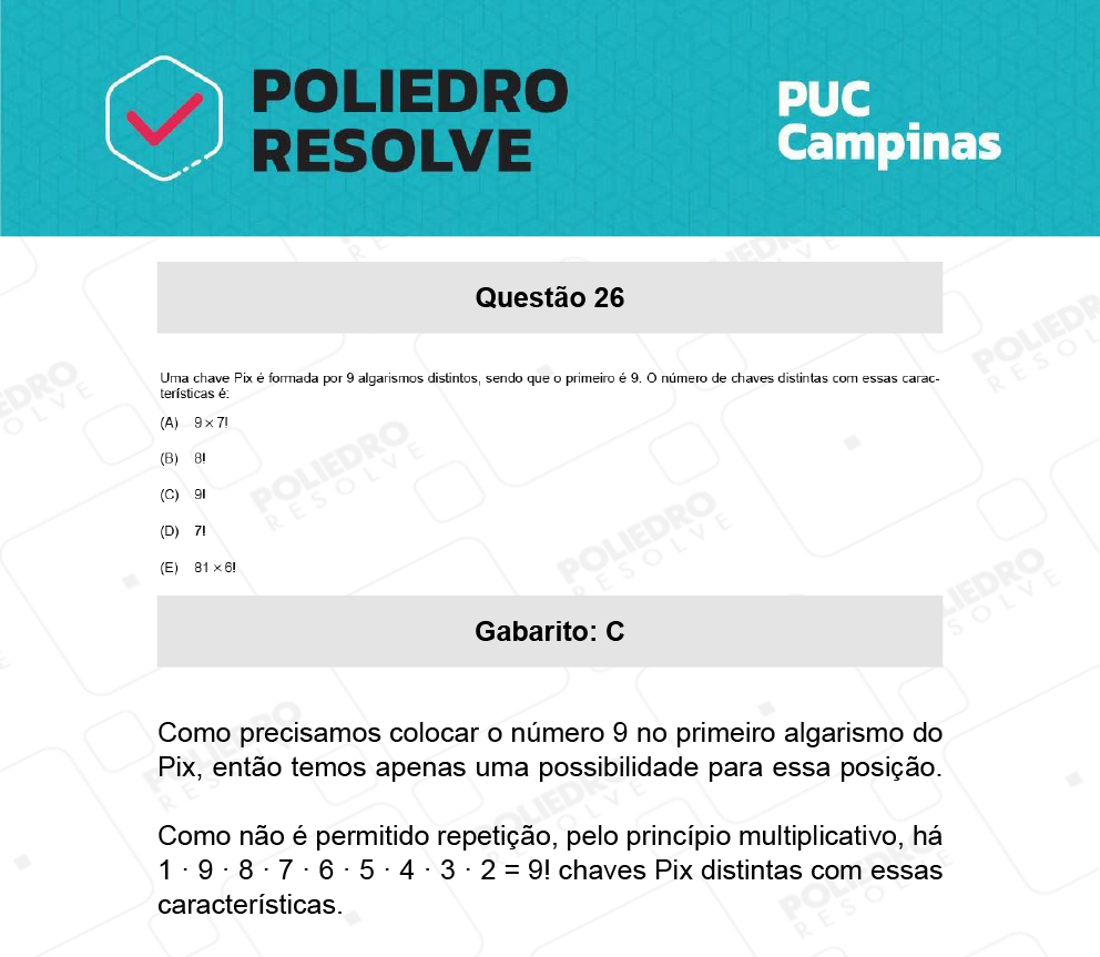 Questão 26 - Demais cursos - PUC-Campinas 2022