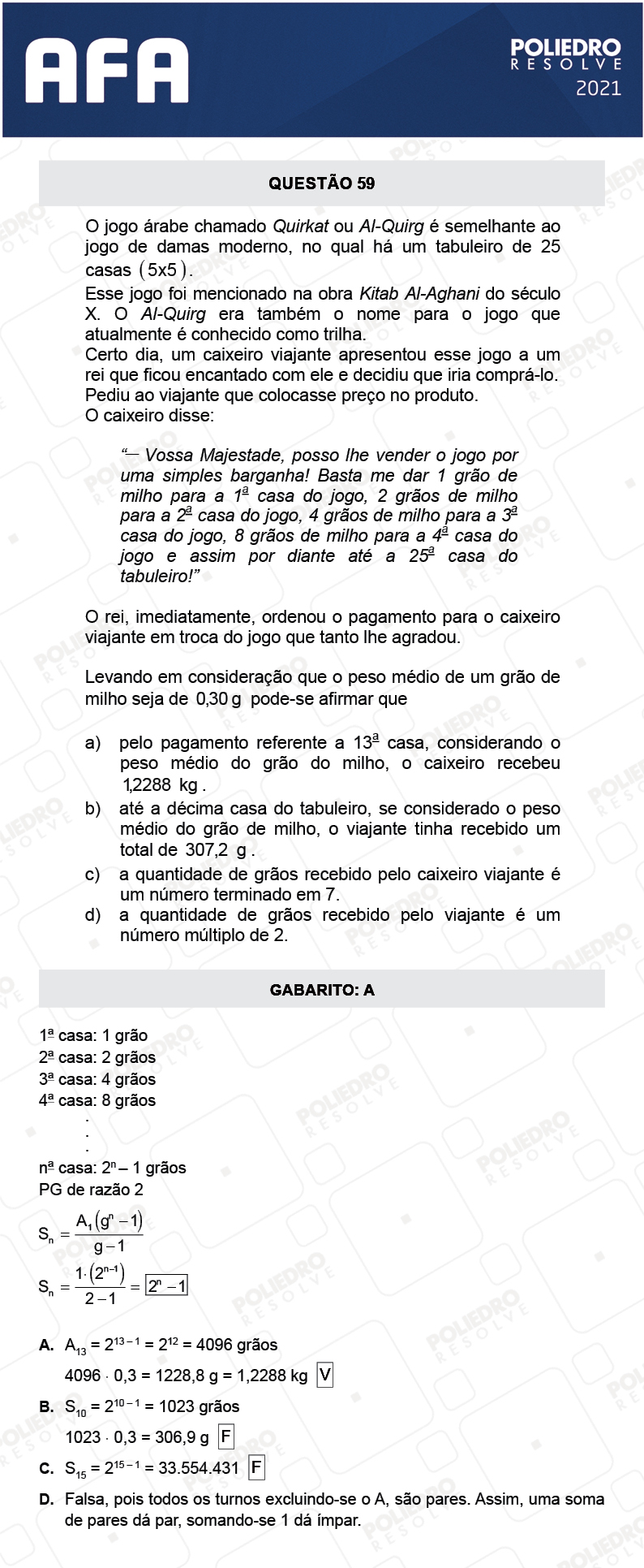 Questão 59 - Prova Modelo A - AFA 2021