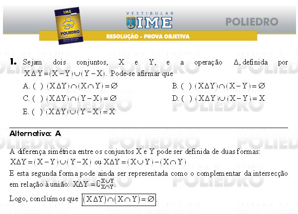 Questão 1 - Objetiva - IME 2009