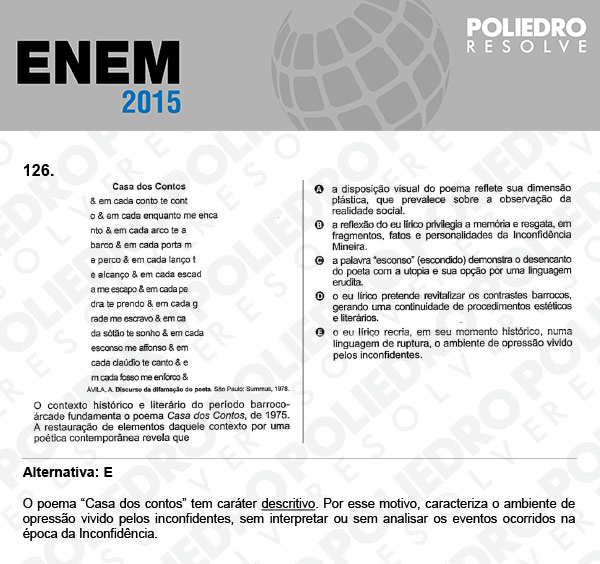 Questão 126 - Domingo (Prova Azul) - ENEM 2015