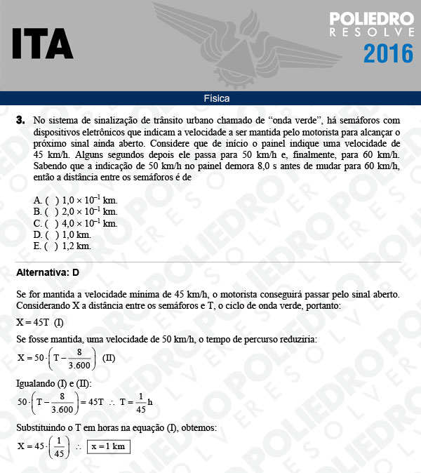 Questão 3 - Física - ITA 2016