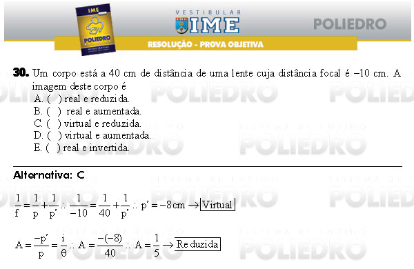 Questão 30 - Objetiva - IME 2009