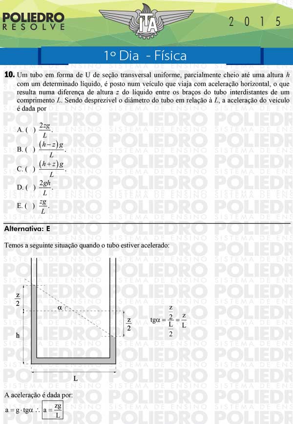 Questão 10 - Física - ITA 2015